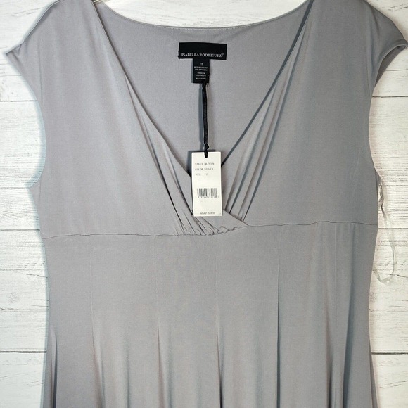 NEW Isabella Rodriguez Gray Cap Sleeve Dress Sz 12 Stretch Jersey - Picture 2 of 5